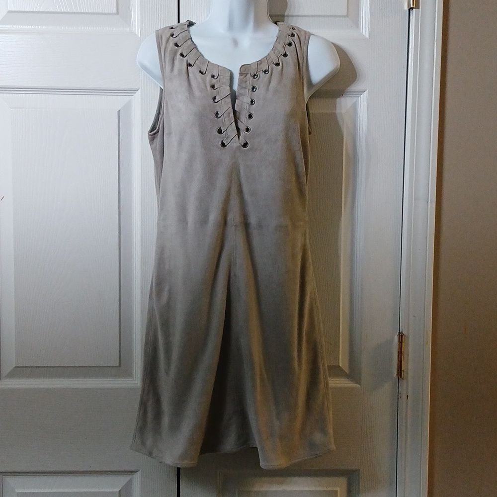 AS by DF Gray Leather Midi Dress Size XS EUC worn once